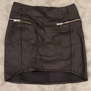 Faux Leather Mini High-Low Skirt